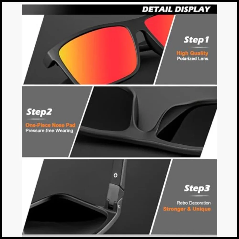 Polarized Sunglasses with UV400 Protection for Driving Fishing Golf 3 Packs